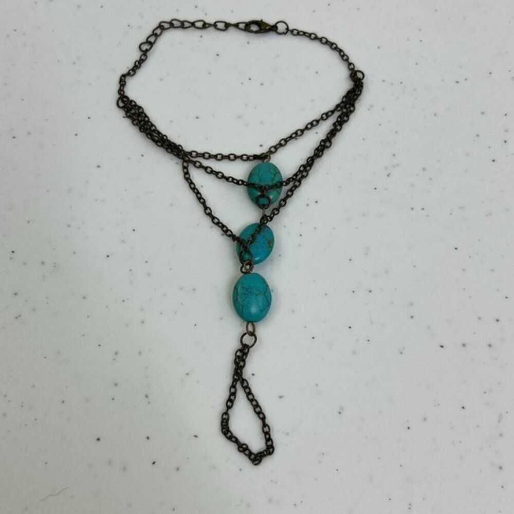 Beaded Bracelet Chain Blue Faux Turquoise Southwestern Slave‎ Bracelet Style